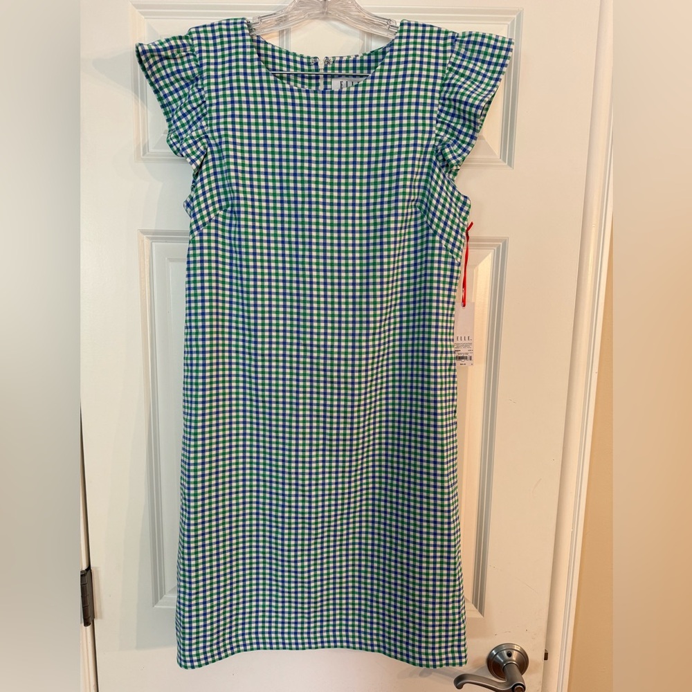 ELLE Navy/Green Gingham Dress
